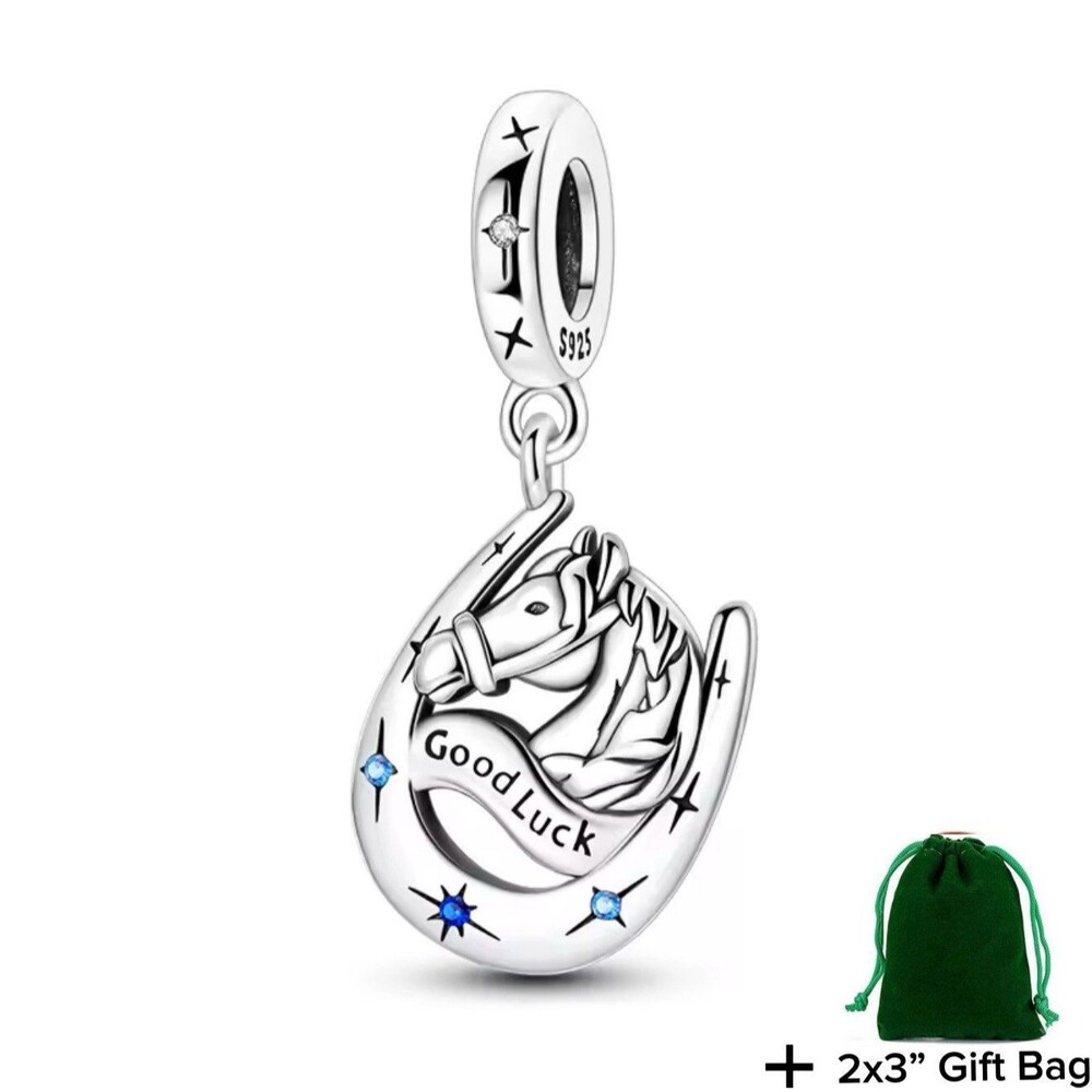 Good Luck Horse Dangle Charm | 925 Silver | Brand New